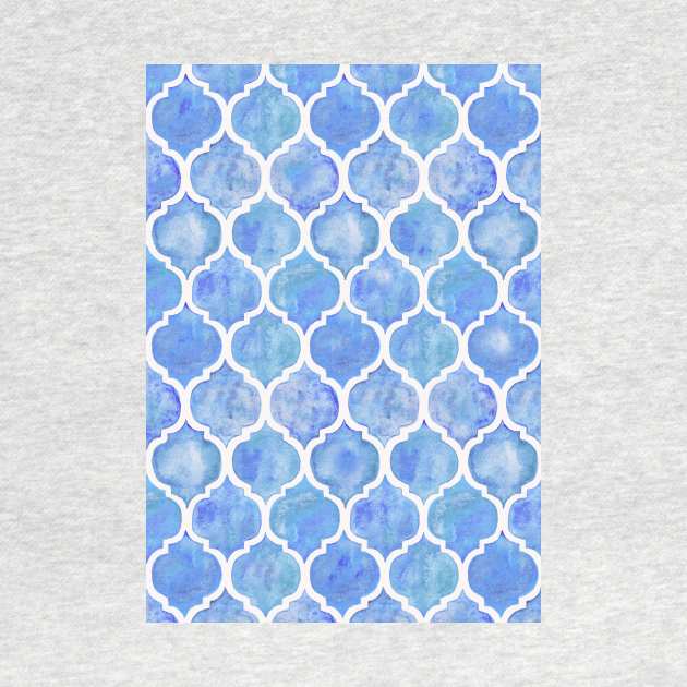 Cornflower Blue Moroccan Watercolor Pattern by micklyn